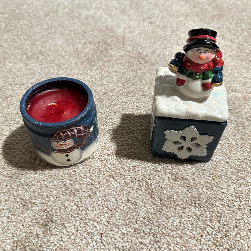 Set - Snowman Candle/ Snowman Tealight Holder